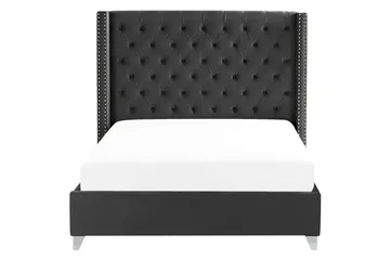 Seng med lamellbunn Lubbon - Svart, Sølv, 160x200 cm - Møbler - Senger - Sengeramme & sengestamme