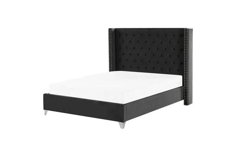 Seng med lamellbunn Lubbon, Svart, Sølv, 160x200 cm