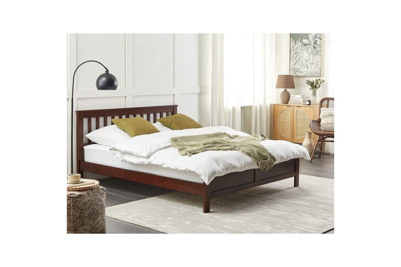 Seng med lamellbunn Mayenne - Mørkt tre, 160x200 cm - Møbler - Senger - Sengeramme & sengestamme