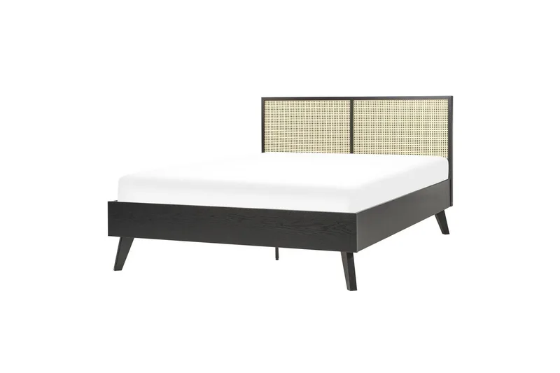 Seng med lamellbunn Monpazier - Svart, lyst tre, 140x200 cm - Møbler - Senger - Sengeramme & sengestamme
