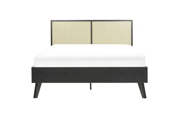 Seng med lamellbunn Monpazier - Svart, lyst tre, 140x200 cm - Møbler - Senger - Sengeramme & sengestamme