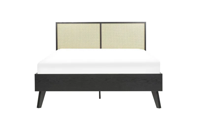 Seng med lamellbunn Monpazier - Svart, lyst tre, 140x200 cm - Møbler - Senger - Sengeramme & sengestamme