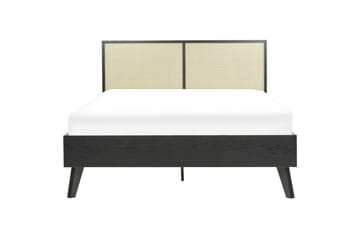 Seng med lamellbunn Monpazier - Svart, lyst tre, 140x200 cm - Møbler - Senger - Sengeramme & sengestamme