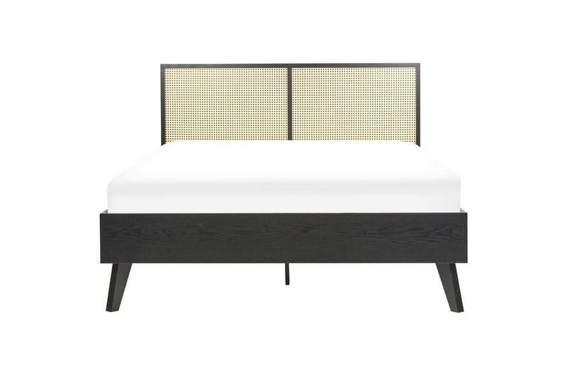 Seng med lamellbunn Monpazier - Svart, lyst tre, 140x200 cm - Møbler - Senger - Sengeramme & sengestamme