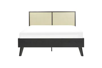 Seng med lamellbunn Monpazier - Svart, lyst tre, 140x200 cm - Møbler - Senger - Sengeramme & sengestamme