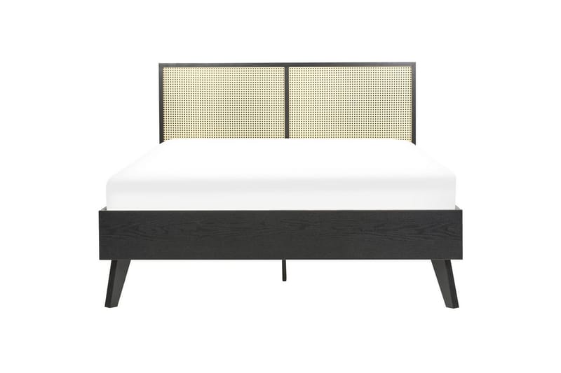 Seng med lamellbunn Monpazier - Svart, lyst tre, 140x200 cm - Møbler - Senger - Sengeramme & sengestamme