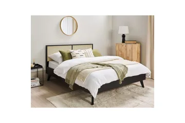 Seng med lamellbunn Monpazier - Svart, lyst tre, 160x200 cm - Møbler - Senger - Sengeramme & sengestamme