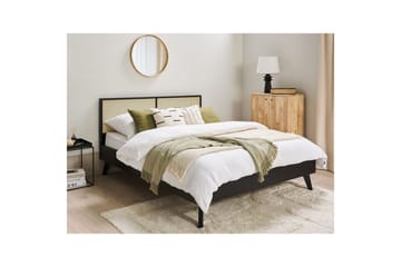 Seng med lamellbunn Monpazier - Svart, lyst tre, 160x200 cm - Møbler - Senger - Sengeramme & sengestamme