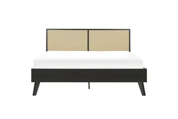 Seng med lamellbunn Monpazier - Svart, lyst tre, 160x200 cm - Møbler - Senger - Sengeramme & sengestamme