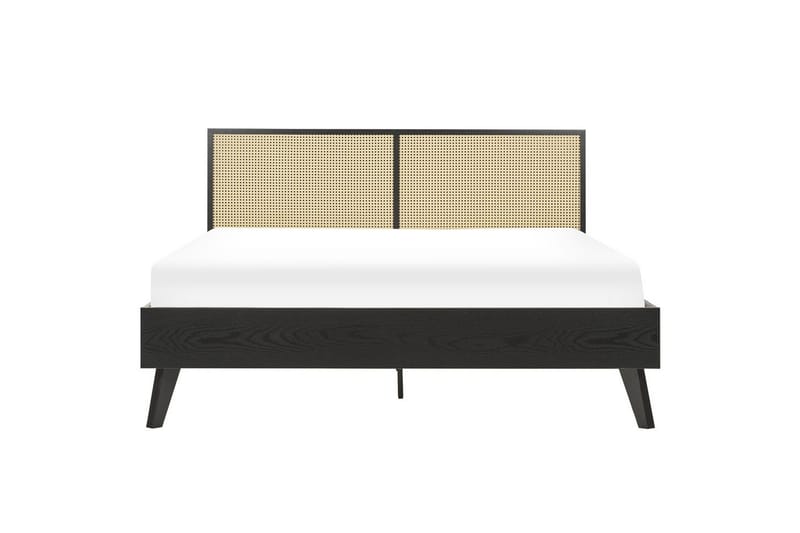 Seng med lamellbunn Monpazier - Svart, lyst tre, 160x200 cm - Møbler - Senger - Sengeramme & sengestamme