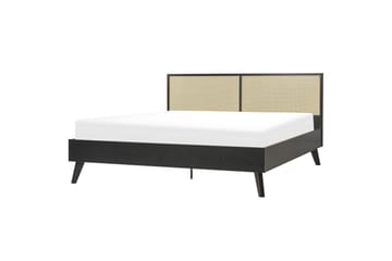 Seng med lamellbunn Monpazier - Svart, lyst tre, 180x200 cm - Møbler - Senger - Sengeramme & sengestamme