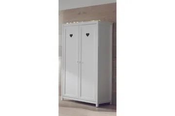 Seng med lamellbunn nattbord garderobe Amori Hvit 2-dørs - 2-dørs - Møbler - Senger - Møbelsett til soverom