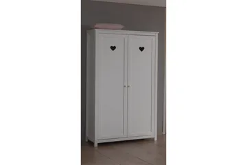 Seng med lamellbunn nattbord garderobe Amori Hvit 2-dørs - 2-dørs - Møbler - Senger - Møbelsett til soverom