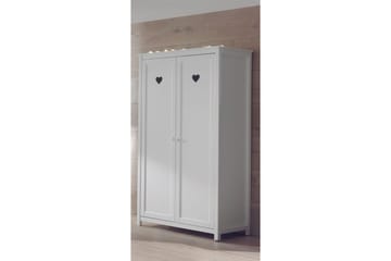 Seng med lamellbunn nattbord garderobe skrivebord Amori Hvit 2-dørs - 2-dørs - Møbler - Senger - Møbelsett til soverom