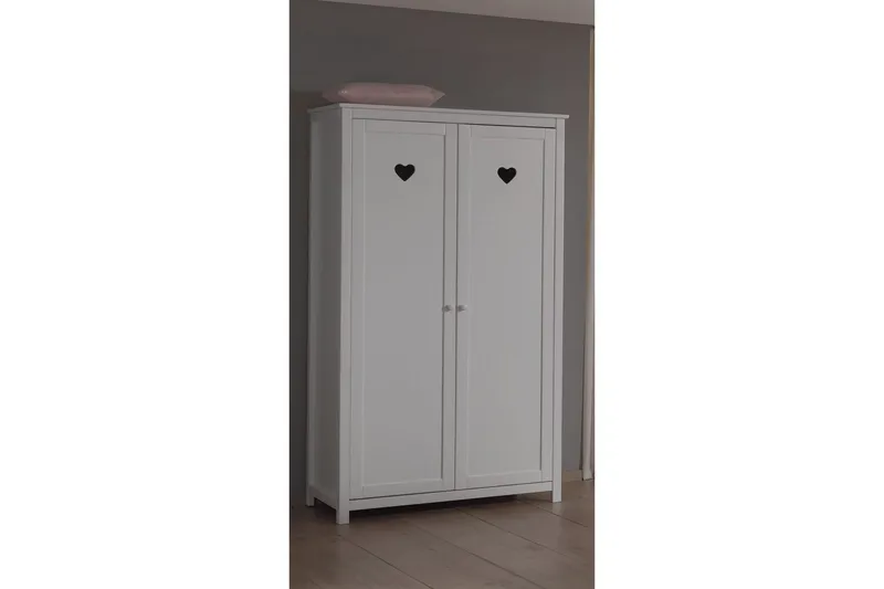 Seng med lamellbunn nattbord garderobe skrivebord Amori Hvit 2-dørs - 2-dørs - Møbler - Senger - Møbelsett til soverom