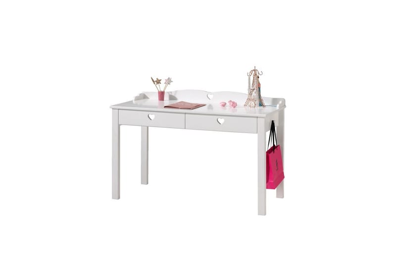 Seng med lamellbunn nattbord garderobe skrivebord Amori Hvit 2-dørs - 2-dørs - Møbler - Senger - Møbelsett til soverom