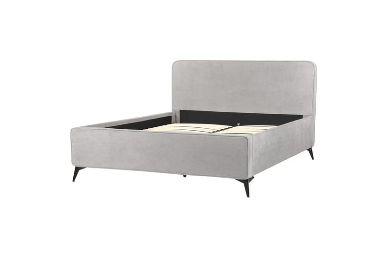 Seng med lamellbunn Valognes - Grå, svart, 160x200 cm - Møbler - Senger - Sengeramme & sengestamme