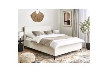 Seng med lamellbunn Valognes - Hvit, Svart, 160x200 cm - Møbler - Senger - Sengeramme & sengestamme