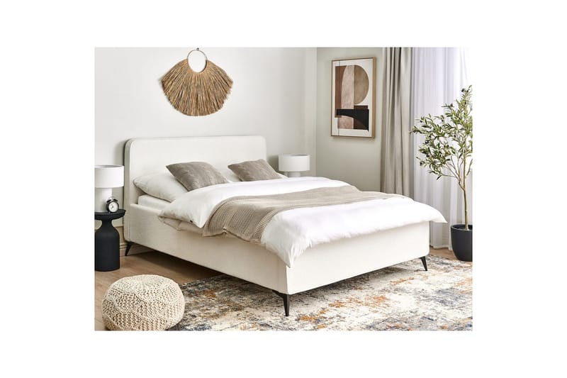 Seng med lamellbunn Valognes - Hvit, Svart, 160x200 cm - Møbler - Senger - Sengeramme & sengestamme