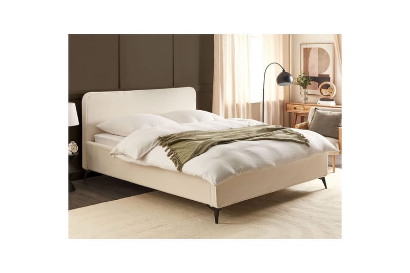 Seng med lamellbunn Valognes - Kremhvit, Svart, 180x200 cm - Møbler - Senger - Sengeramme & sengestamme