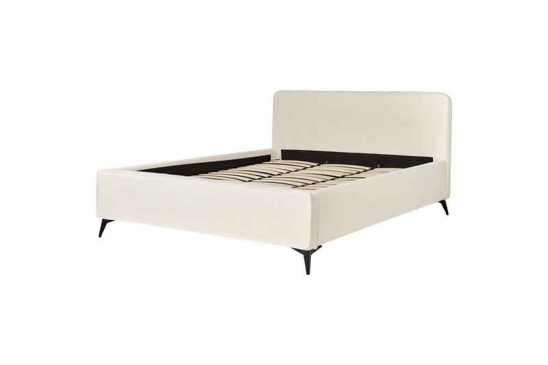 Seng med lamellbunn Valognes - Kremhvit, Svart, 180x200 cm - Møbler - Senger - Sengeramme & sengestamme