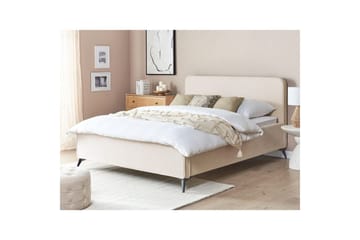 Seng med lamellbunn Valognes - Lysebeige, svart, Lys beige, svart, 160x200 cm - Møbler - Senger - Sengeramme & sengestamme