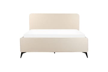 Seng med lamellbunn Valognes - Lysebeige, svart, Lys beige, svart, 160x200 cm - Møbler - Senger - Sengeramme & sengestamme