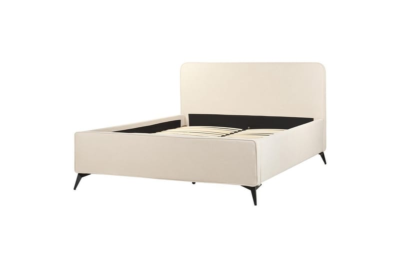 Seng med lamellbunn Valognes - Lysebeige, svart, Lys beige, svart, 160x200 cm - Møbler - Senger - Sengeramme & sengestamme