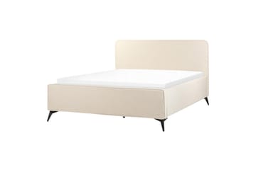 Seng med lamellbunn Valognes - Lysebeige, svart, Lys beige, svart, 160x200 cm - Møbler - Senger - Sengeramme & sengestamme