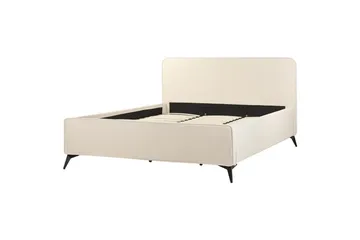 Seng med lamellbunn Valognes - Lysebeige, svart, Lys beige, svart, 180x200 cm - Møbler - Senger - Sengeramme & sengestamme