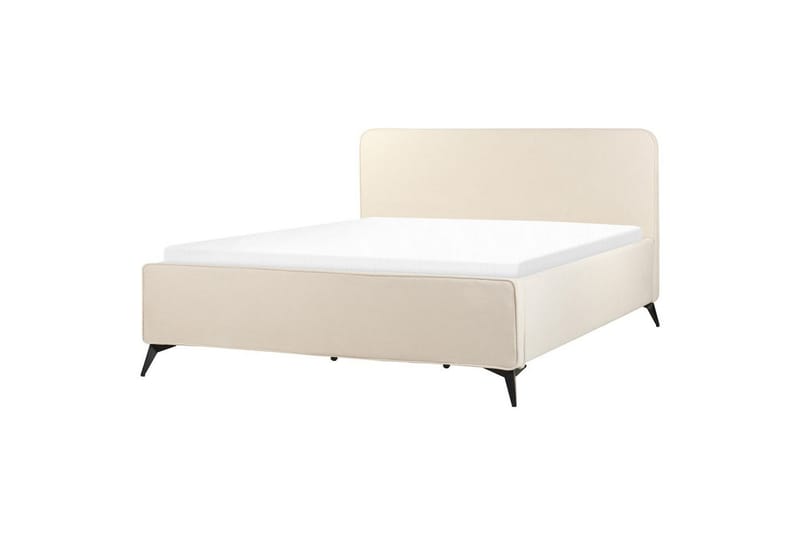 Seng med lamellbunn Valognes - Lysebeige, svart, Lys beige, svart, 180x200 cm - Møbler - Senger - Sengeramme & sengestamme