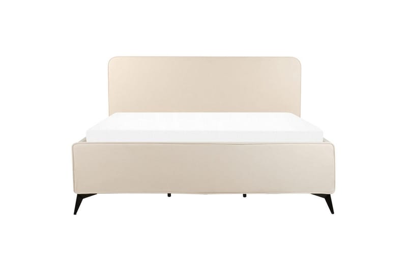 Seng med lamellbunn Valognes - Lysebeige, svart, Lys beige, svart, 180x200 cm - Møbler - Senger - Sengeramme & sengestamme