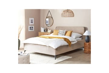 Seng med lamellbunn Valognes - Taupe, svart, 160x200 cm - Møbler - Senger - Sengeramme & sengestamme