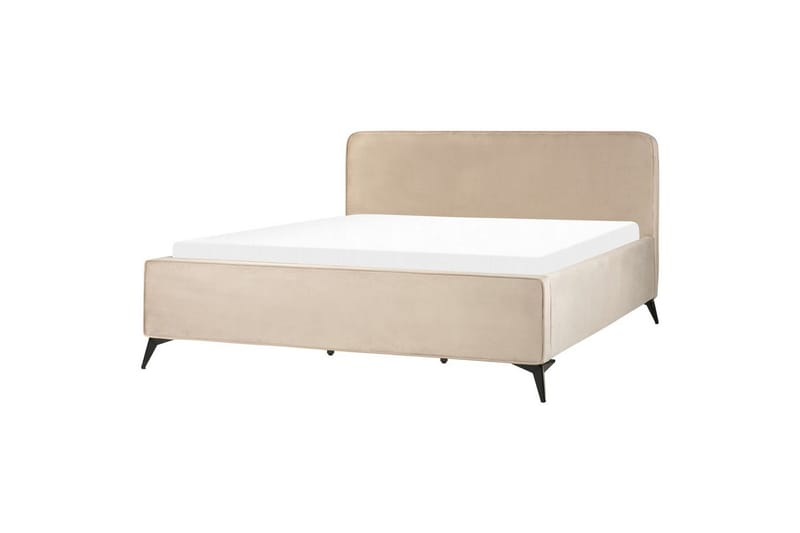 Seng med lamellbunn Valognes, Taupe, svart, 180x200 cm