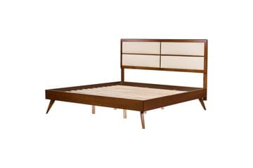Seng med lamellbunn Poissy - Mørkt tre, beige, 180x200 cm - M�øbler - Senger - Sengeramme & sengestamme