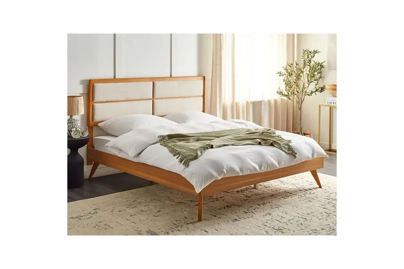 Seng med lamellbunn Poissy - Lyst tre, beige, 180x200 cm - Møbler - Senger - Sengeramme & sengestamme