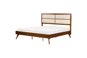 Seng med lamellbunn Poissy - Mørkt tre, beige, 180x200 cm - Møbler - Senger - Sengeramme & sengestamme