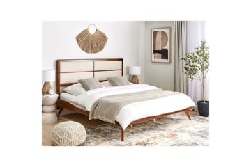 Seng med lamellbunn Poissy - Mørkt tre, beige, 180x200 cm - Møbler - Senger - Sengeramme & sengestamme