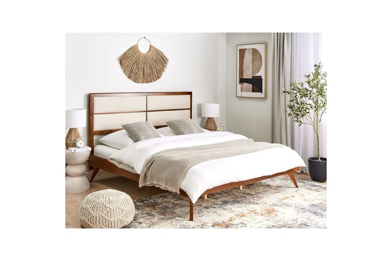 Seng med lamellbunn Poissy - Mørkt tre, beige, 180x200 cm - Møbler - Senger - Sengeramme & sengestamme