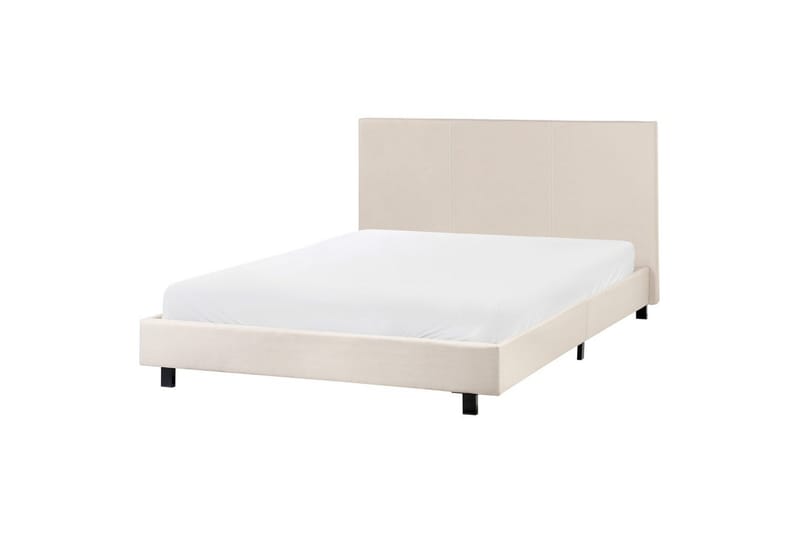 Seng med lamellramme Albi - Beige, svart/Polyester, 140x200 cm - Møbler - Senger - Sengeramme & sengestamme