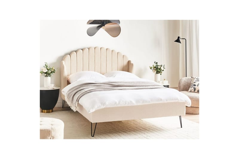 Seng med lamellramme Ambillou - Beige, svart, 140x200 cm - Møbler - Senger - Sengeramme & sengestamme
