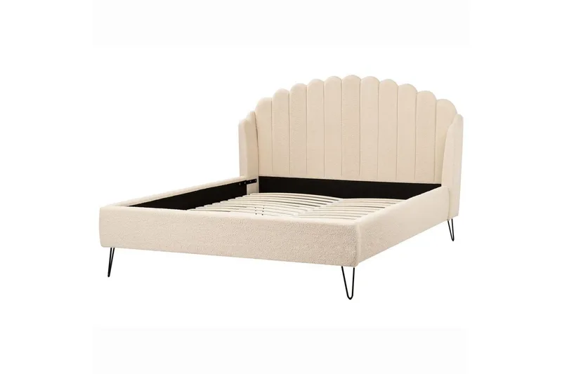 Seng med lamellramme Ambillou, Beige, svart, 140x200 cm