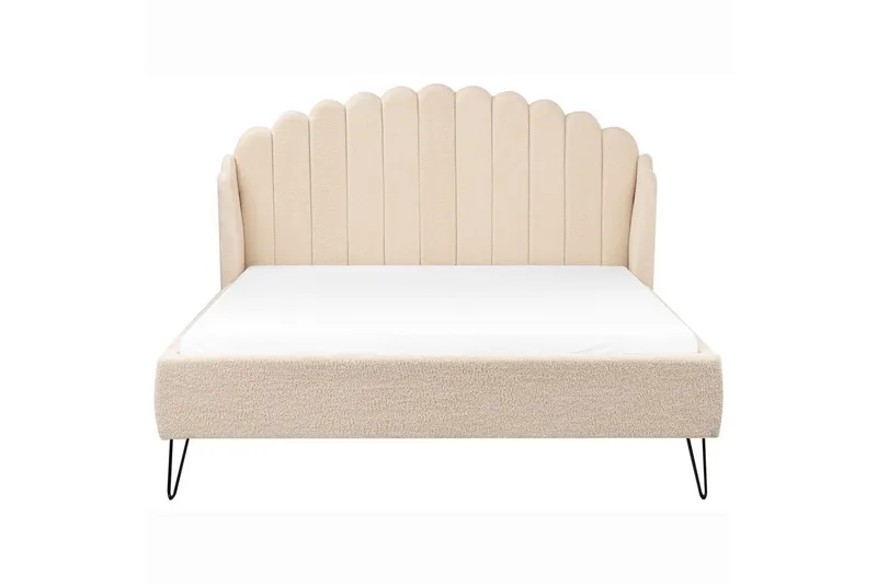 Seng med lamellramme Ambillou - Beige, svart, 160x200 cm - Møbler - Senger - Sengeramme & sengestamme