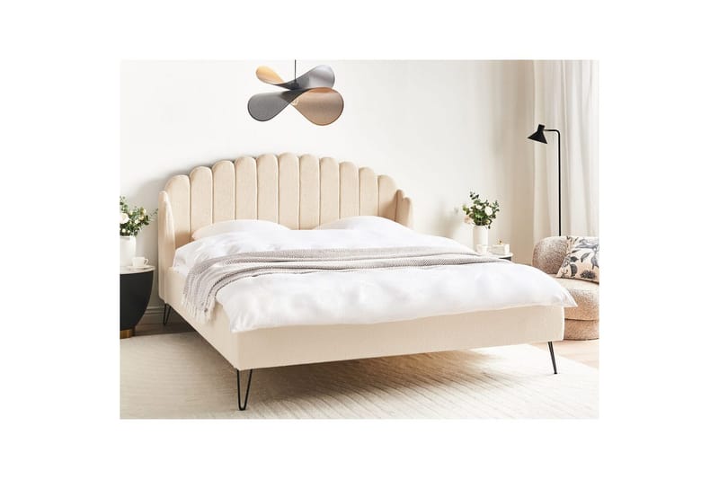 Seng med lamellramme Ambillou - Beige, svart, 180x200 cm - Møbler - Senger - Sengeramme & sengestamme