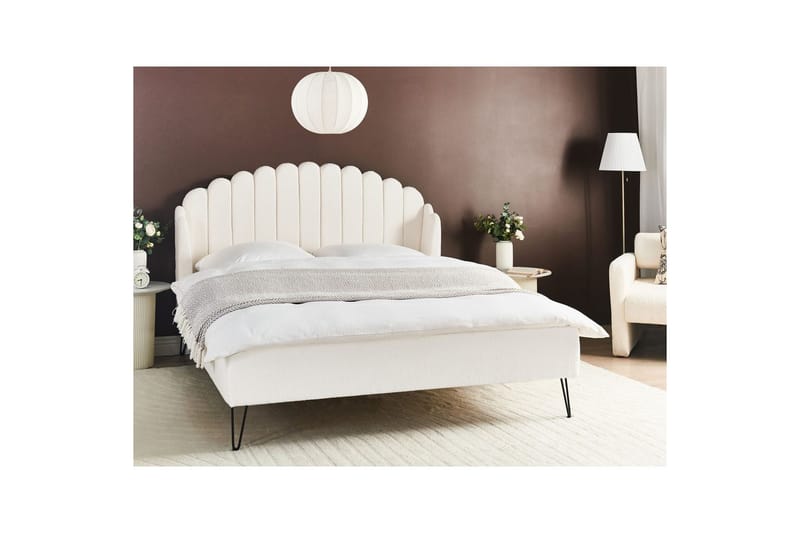 Seng med lamellramme Ambillou - Hvit, Svart, 160x200 cm - Møbler - Senger - Sengeramme & sengestamme