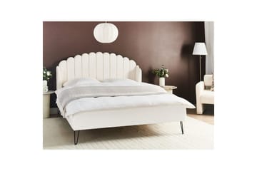 Seng med lamellramme Ambillou - Hvit, Svart, 160x200 cm - Møbler - Senger - Sengeramme & sengestamme