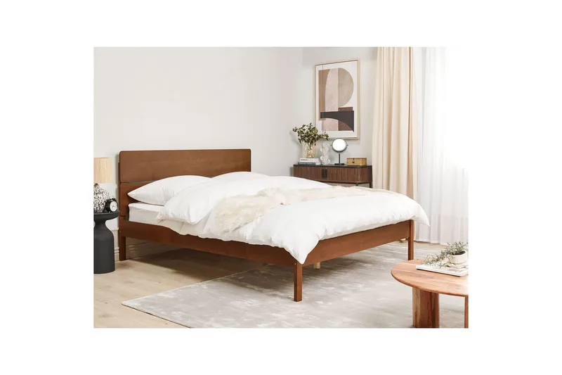 Seng med lamellramme Boisset - Brun/Gummitre, 160x200 cm - Møbler - Senger - Sengeramme & sengestamme