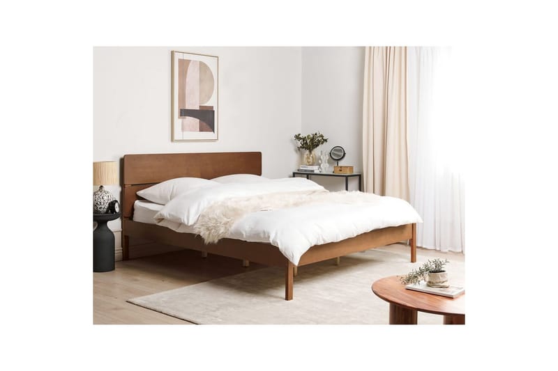 Seng med lamellramme Boisset - Brun/Gummitre, 180x200 cm - Møbler - Senger - Sengeramme & sengestamme