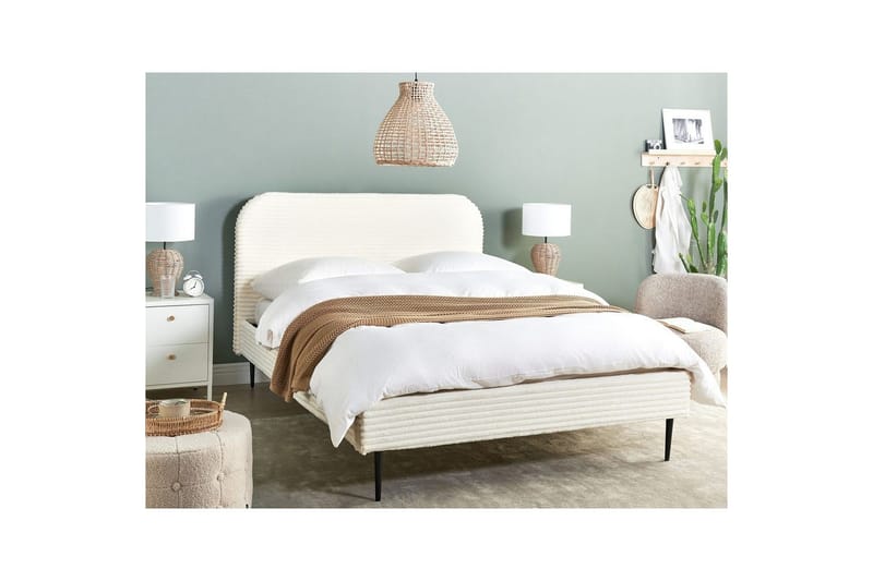 Seng med lamellramme Flayat - Hvit, Svart, 140x200 cm - Møbler - Senger - Sengeramme & sengestamme