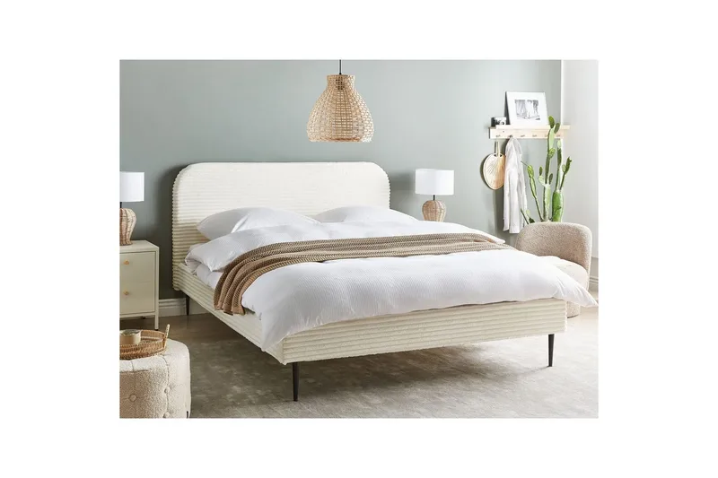 Seng med lamellramme Flayat - Hvit, Svart, 160x200 cm - Møbler - Senger - Sengeramme & sengestamme